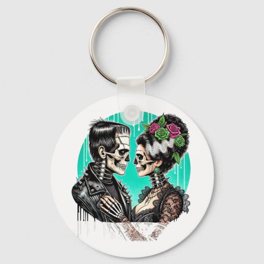 ハロウィン ラバー フランケンシュタイン スケルトン メンズ レディース キーホルダー (正面)