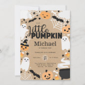ハロウィン リトルパンプキンゴースト 誕生日パーティー 招待状 (正面)