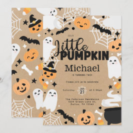 ハロウィン リトルパンプキンゴースト 誕生日パーティー 招待状