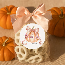 ハロウィン リトルパンプキンピンクリボン サンキュー ベイビーシャワー ラウンドシール
