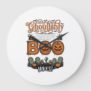 ハロウィン リトルブーやぁ かわいい スプーキー ベクターデザイン ラージ壁時計