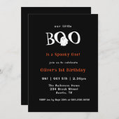 ハロウィン リトルブー かわいいゴースト キッズ 1歳の誕生日 招待状 (正面/裏面)