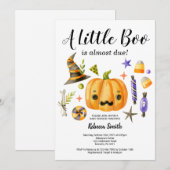 ハロウィン　リトルブー　パンプキン　ベイビーシャワー 招待状 (正面/裏面)