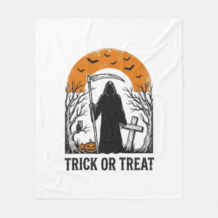 ハロウィン リーパー トリック オア トリート ヴィンテージ スプーキー_1 フリースブランケット
