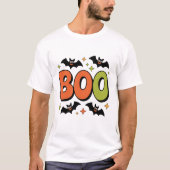 ハロウィン レトロ グルービー お化けとコウモリ Tシャツ (正面)