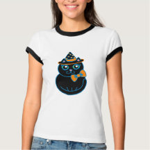 ハロウィン レトロ 黒猫 トップス Tシャツ 女性用