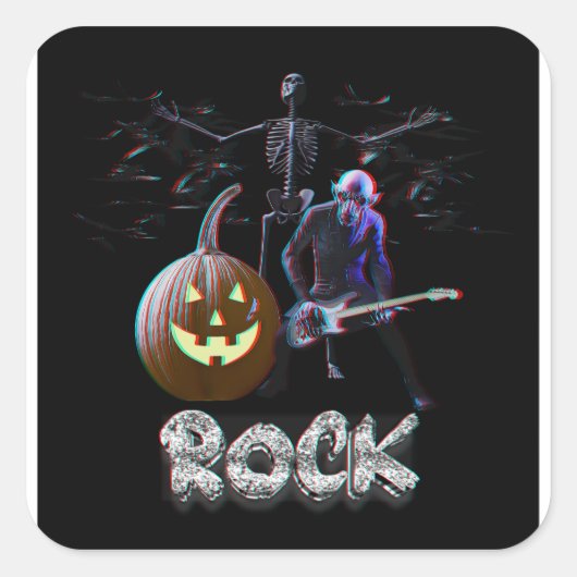 ハロウィン・ロック 3D スクエアシール (正面)