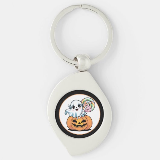 ハロウィン ロリポップ おばけ かぼちゃ キーホルダー (正面)