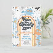 ハロウィン ワンスプーキイヤー ゴースト 1歳の誕生日パーティー 招待状 (スタンド正面)