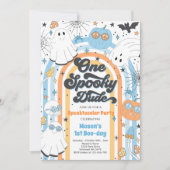 ハロウィン ワンスプーキーデュード ゴースト 1歳誕生日パーティー 招待状 (正面)