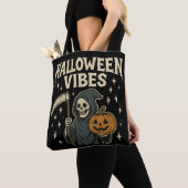 ハロウィン ヴァイブス リーパー - 黒 トートバッグ (クローズアップ)