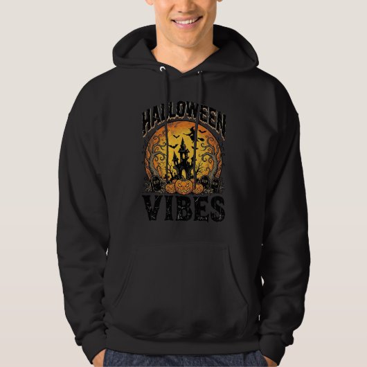ハロウィン ヴァイブス ヴィンテージ 幽霊の月 Tシャツ デザイン_ (正面)
