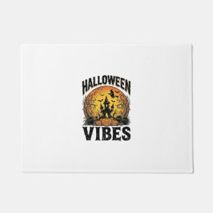 ハロウィン ヴァイブス ヴィンテージ 幽霊の月 Tシャツ デザイン_ ドアマット