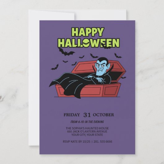 ハロウィン ヴァンパイア 招待状 (正面)