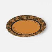 ハロウィン ヴィクトリアン ブロケード ダマスク ブラックオレンジ ペーパープレート (アングル)