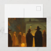 ハロウィン ヴィンテージの町での集まり ポストカード (正面/裏面)
