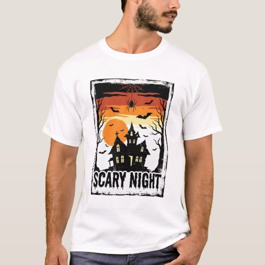 ハロウィン ヴィンテージ お化け屋敷 Tシャツ スケアリー ナイト_ (正面)