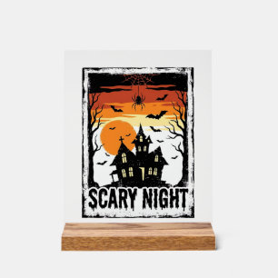 ハロウィン ヴィンテージ お化け屋敷 Tシャツ スケアリー ナイト_ アクリルサイン
