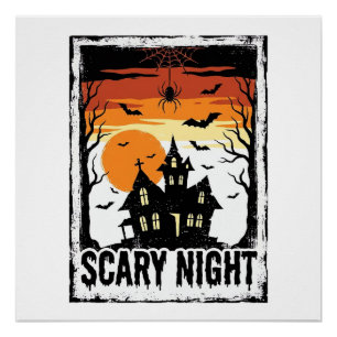 ハロウィン ヴィンテージ お化け屋敷 Tシャツ スケアリー ナイト_ ポスター