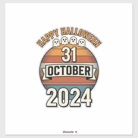 ハロウィン ヴィンテージ ゴースト デザイン 10月31日_1 シール (シート)