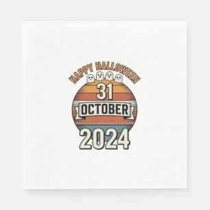 ハロウィン ヴィンテージ ゴースト デザイン 31日 10月_1 スタンダードランチョンナプキン