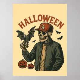 ハロウィン ヴィンテージ - スケルトンがいっぱい ポスター