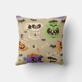 ハロウィン ヴィンテージ パターン スロー ピロー (裏面)