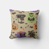 ハロウィン ヴィンテージ パターン スロー ピロー (正面)