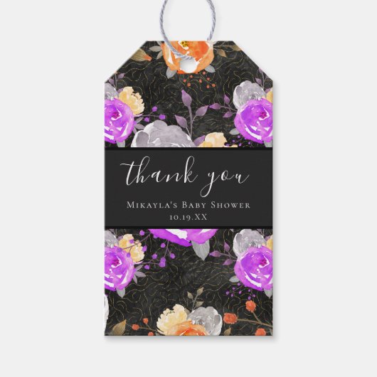 ハロウィン ヴィンテージ フラワー ベビーシャワー ギフトタグ (正面)