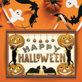 ハロウィン ヴィンテージ ブラックキャットとパンプキン オーダーメイド シーズンカード