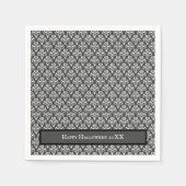 ハロウィン ヴィンテージ ヴィクトリアン ダマスク 白 黒 スタンダードカクテルナプキン (正面)