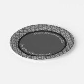 ハロウィン ヴィンテージ ヴィクトリアン ダマスク 白 黒 ペーパープレート (アングル)