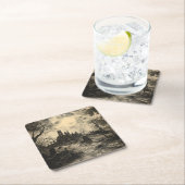 ハロウィン ヴィンテージ 墓地 墓石 スクエアペーパーコースター (インサイチュ)