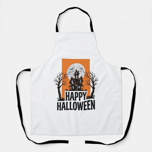 ハロウィン ヴィンテージ 幽霊の館 グラフィック_1 エプロン (正面)