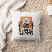 ハロウィン ヴィンテージ 幽霊の館 グラフィック_1 クッション (ブランケット)