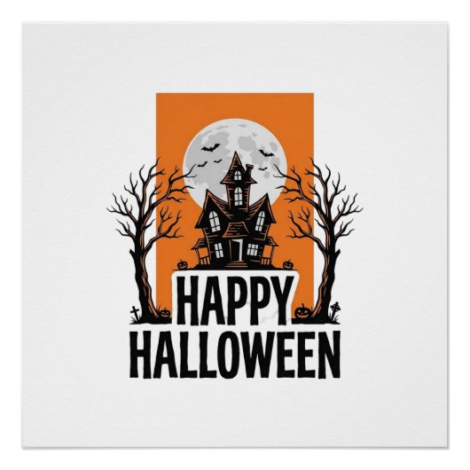 ハロウィン ヴィンテージ 幽霊の館 グラフィック_1 ポスター (正面)