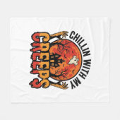 ハロウィン ヴィンテージTシャツD フリースブランケット (正面(横))