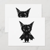 ハロウィン　不機嫌な黒猫　コウモリの衣装 エンクロージャーカード (正面/裏面)