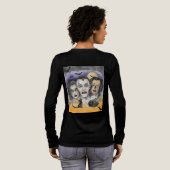 ハロウィン、不気味な笑い仮面、黒猫の見張り トライブレンドＴシャツ (背面全体)