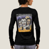 ハロウィン、不気味な笑い仮面、黒猫の見張り トライブレンドＴシャツ (背面)