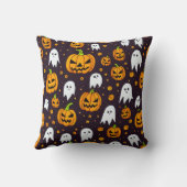 ハロウィン：不気味スマイルとカボチャの友人 クッション (裏面)