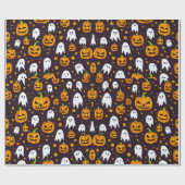 ハロウィン：不気味スマイルとカボチャの友人 ラッピングペーパー (フラット)