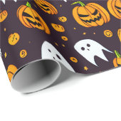 ハロウィン：不気味スマイルとカボチャの友人 ラッピングペーパー (ロールコーナー)