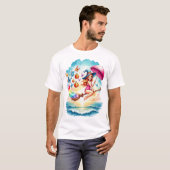 ハロウィン 人魚 魔女の箒 Tシャツ (正面フル)