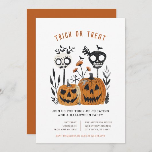 ハロウィン 仮装 お菓子をくれなきゃイタズラしちゃうよ 招待状 (正面/裏面)
