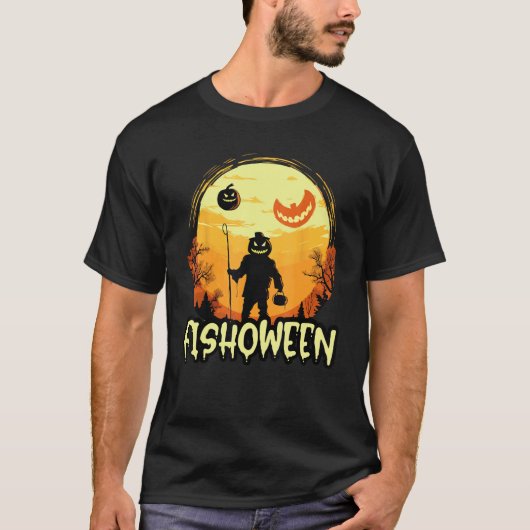 ハロウィン 仮装 釣り人 釣り トリック オア Tシャツ (正面)