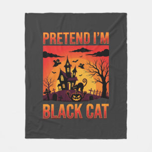 ハロウィン 仮装 黒猫 幽霊の館 グラフィック フリースブランケット