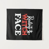 ハロウィン 休日の魔女の顔の誕生日 タペストリー (正面(横))