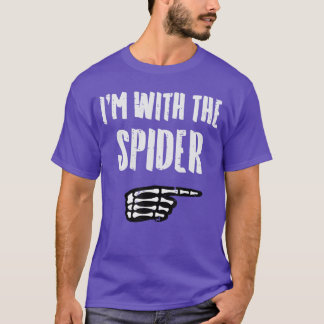 ハロウィン 僕はクモと一緒だよ 面白いおそろい コスチューム メンズ W Tシャツ