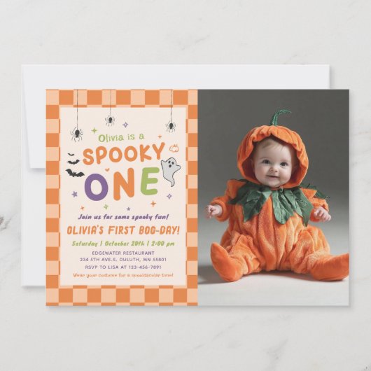 ハロウィン 初めてのお誕生日 おばけデビュー 写真撮影 招待状 (正面)